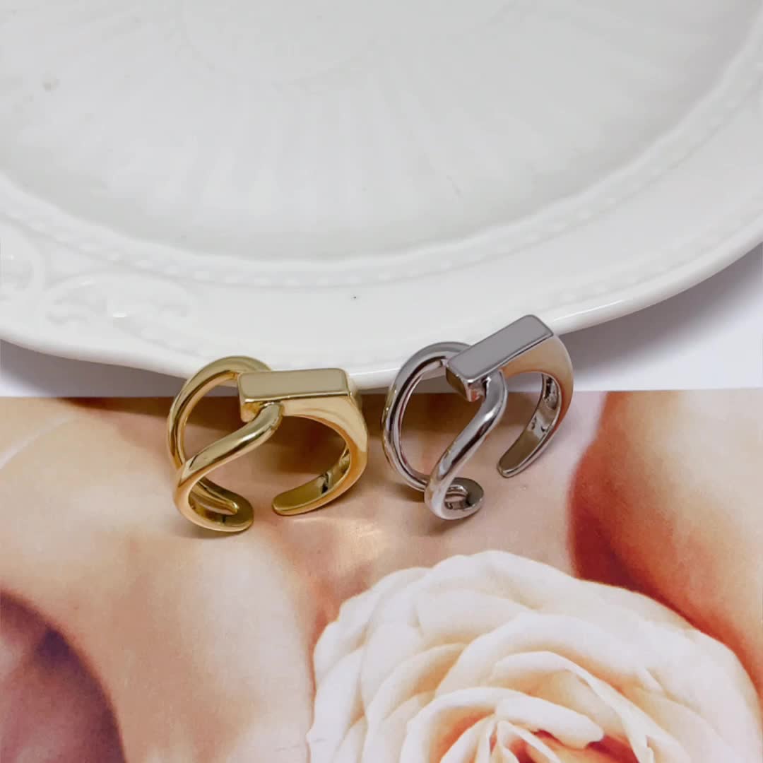 European & American Fashion Copper Minimalist Adjustable Open Ring